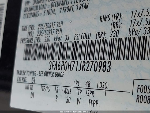Ford FUSION SE 2018 3FA6P0H71JR270983 Image 9