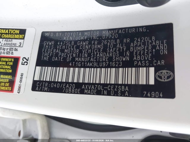 4T1G11AK9LU971623 Toyota CAMRY SE