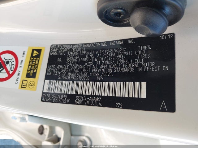 2013 TOYOTA HIGHLANDER 5TDBK3EHXDS183980 Photo 8