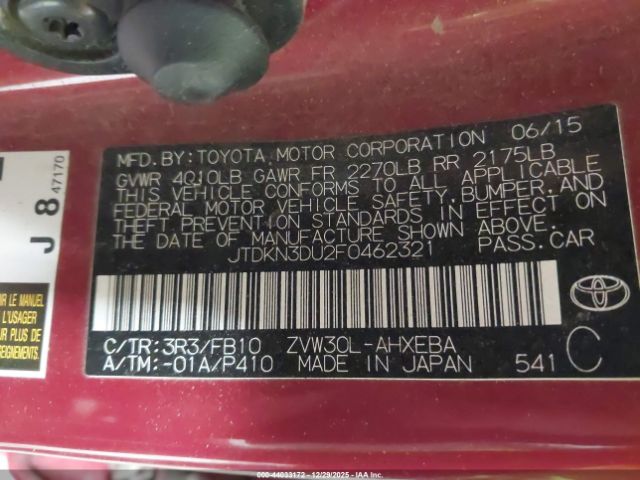 2015 TOYOTA PRIUS JTDKN3DU2F0462321 Photo 8