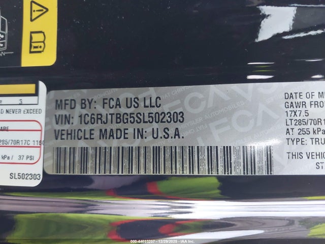 2025 JEEP GLADIATOR 1C6RJTBG5SL502303 Photo 8