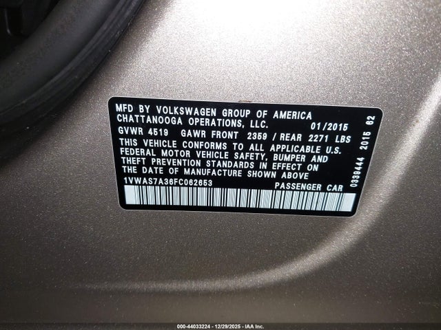 1VWAS7A36FC062653 Volkswagen Passat 1.8t S