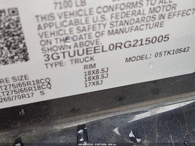 3GTUUEEL0RG215005 GMC Sierra 1500 4wd Short Box At4