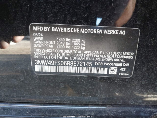 3MW49FS06R8E72145 BMW M340I