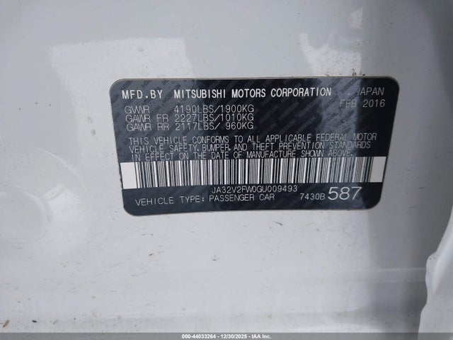 2016 MITSUBISHI LANCER JA32V2FW0GU009493 Photo 8