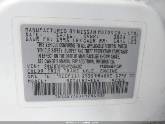 2017 NISSAN SENTRA 3N1AB7APXHY246402 Photo 8