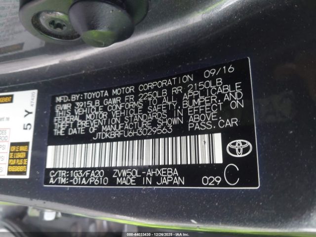2017 TOYOTA PRIUS JTDKBRFU6H3029563 Photo 8