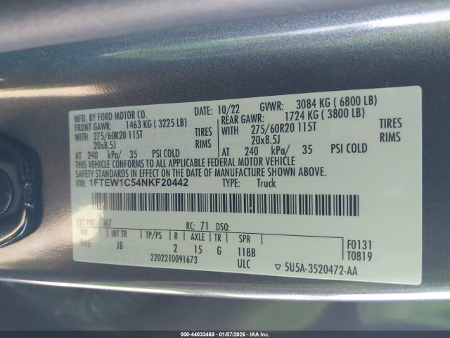 Ford F-150 Xl 2022 1FTEW1C54NKF20442 Image 9