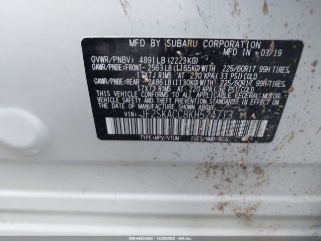 2019 SUBARU FORESTER JF2SKACC8KH524713 Photo 8