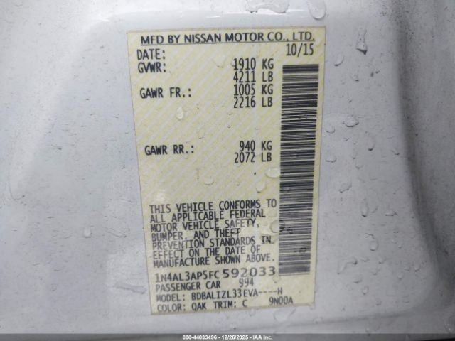 2015 NISSAN ALTIMA 1N4AL3AP5FC592033 Photo 8