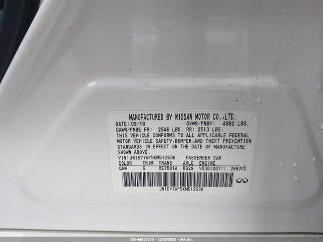 JN1EV7AP5KM512539 Infiniti Q50 3.0t Luxe