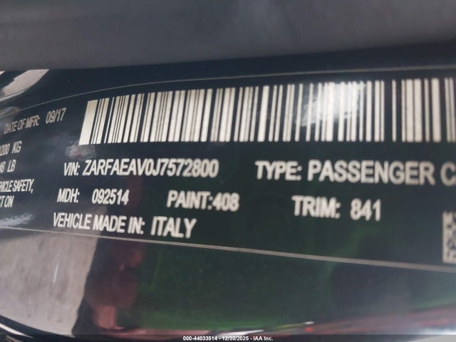 2018 ALFA ROMEO GIULIA ZARFAEAV0J7572800 Photo 8