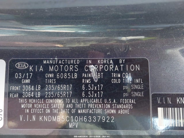 KIA SEDONA LX 2017 KNDMB5C10H6337922 Image 9