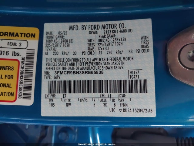 3FMCR9BN3SRE65838 Ford Bronco Sport Big Bend