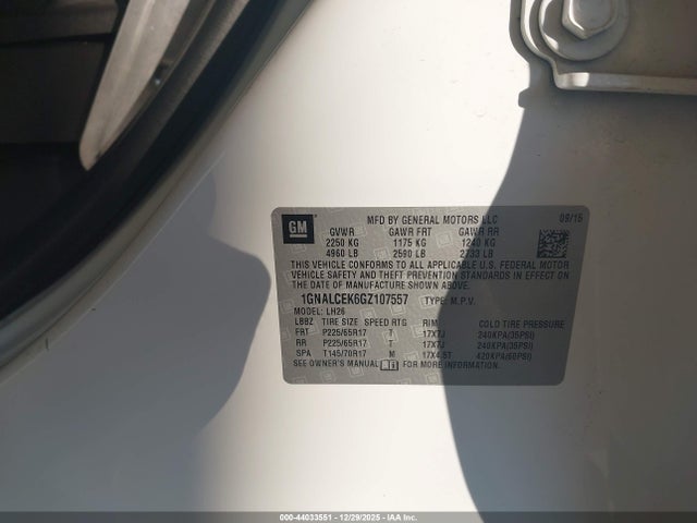 1GNALCEK6GZ107557 Chevrolet EQUINOX LT