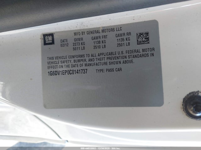 Aukcja sprzedaży 2012 Cadillac Cts-v, vin: 1G6DV1EP0C0141737, numer aukcji: 44033553