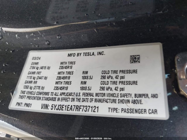 2024 TESLA MODEL 3 5YJ3E1EA7RF737121 Photo 8