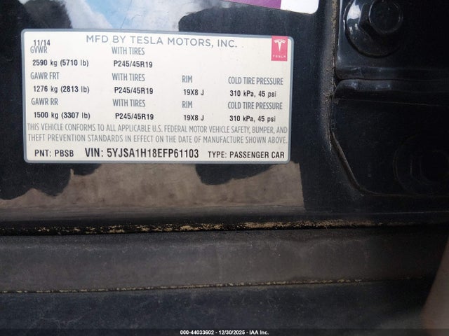2014 TESLA MODEL S 5YJSA1H18EFP61103 Photo 8