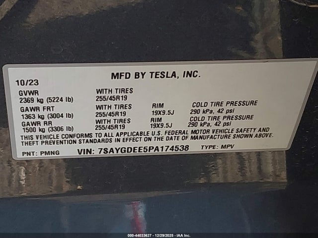 2023 TESLA MODEL Y 7SAYGDEE5PA174538 Photo 8