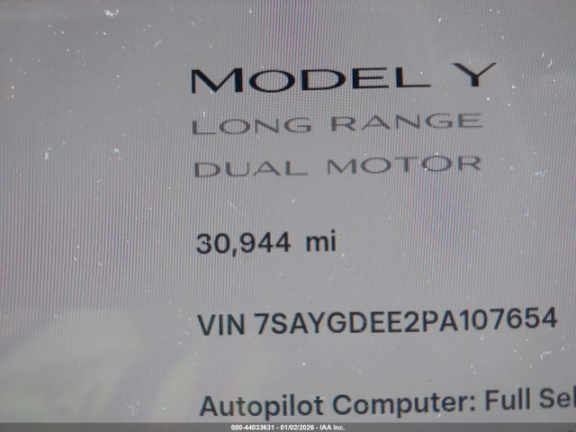 7SAYGDEE2PA107654 Tesla Model Y Awd/long Range Dual Motor All-wheel Drive