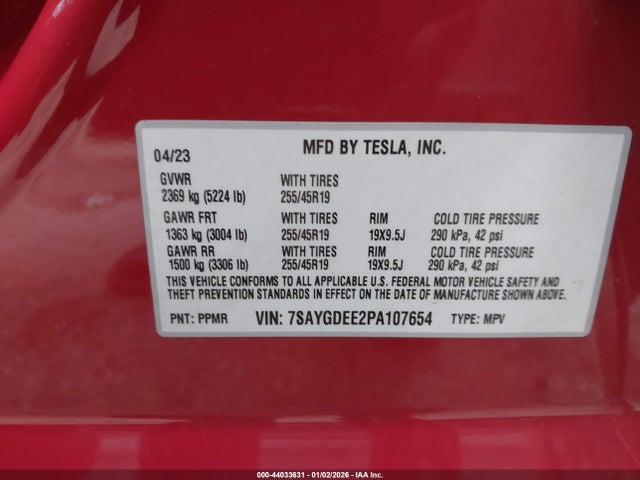 2023 TESLA MODEL Y 7SAYGDEE2PA107654 Photo 8