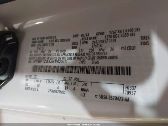 2018 FORD F-150 1FTMF1CB8JKE52013 Photo 8