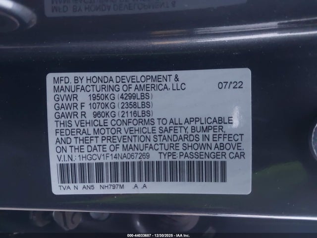 1HGCV1F14NA067269 Honda ACCORD LX