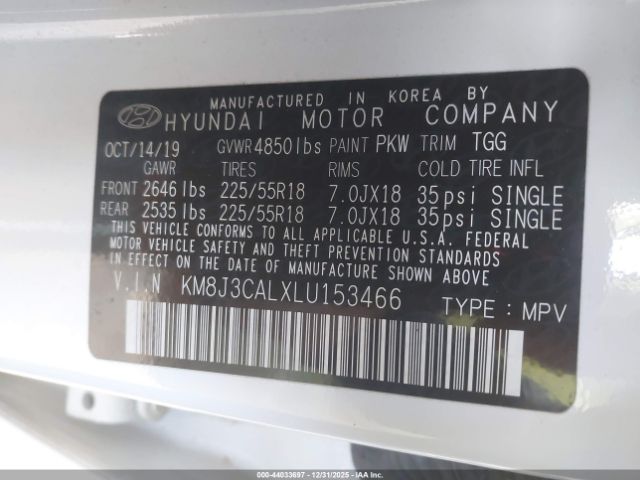 2020 HYUNDAI TUCSON KM8J3CALXLU153466 Photo 8