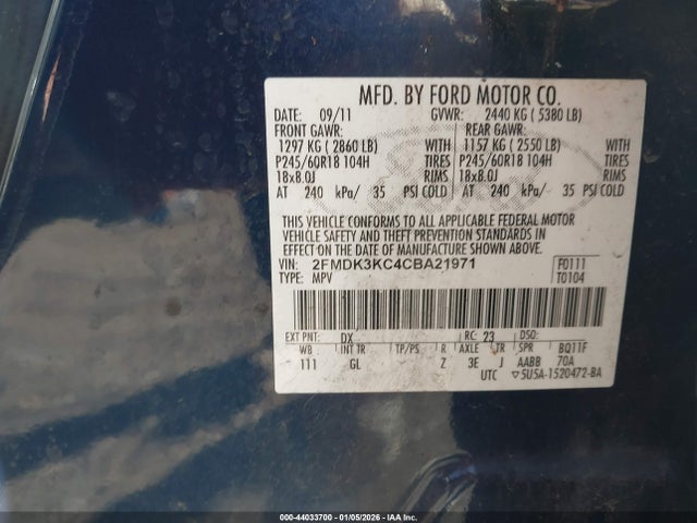 2012 FORD EDGE 2FMDK3KC4CBA21971 Photo 8
