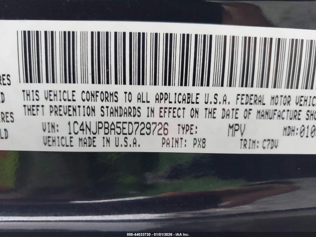 Aukcja sprzedaży 2014 Jeep Patriot Sport, vin: 1C4NJPBA5ED729726, numer aukcji: 44033730