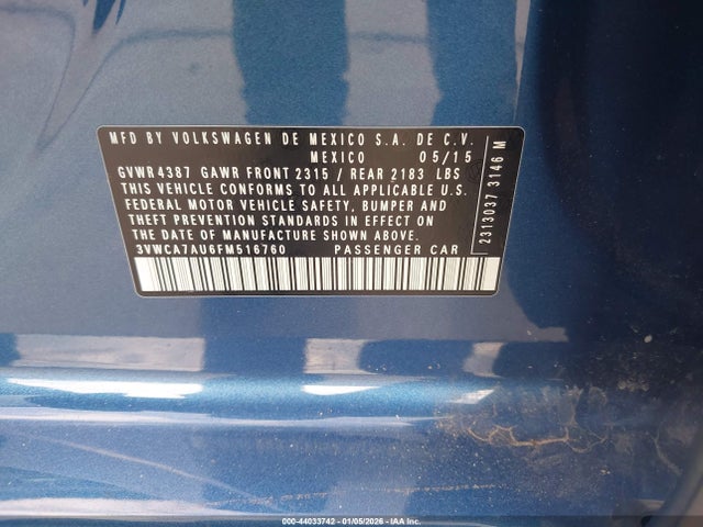 3VWCA7AU6FM516760 Volkswagen Golf Sportwagen Tdi Se 4-door