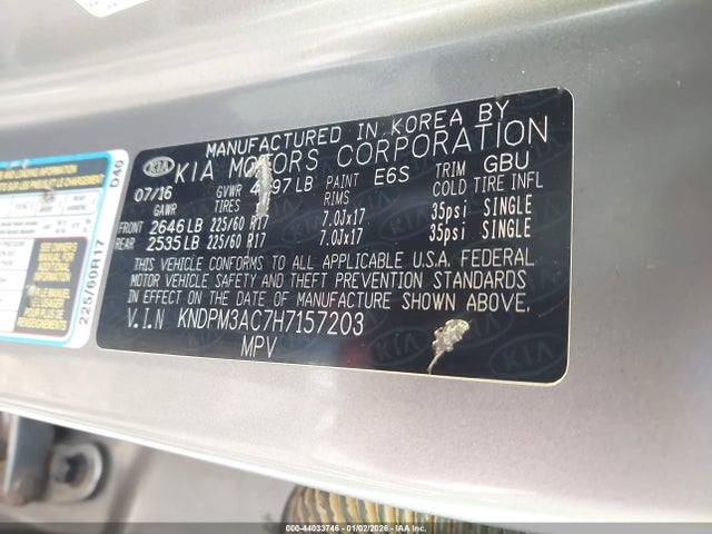 KNDPM3AC7H7157203 KIA Sportage Lx