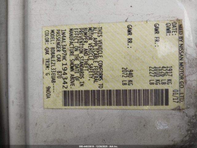 2017 NISSAN ALTIMA 1N4AL3AP7HC194342 Photo 8