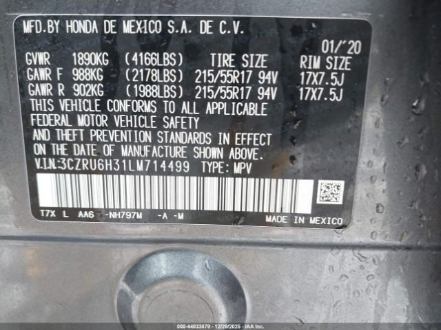 2020 HONDA HR-V 3CZRU6H31LM714499 Photo 8