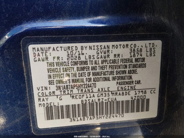3N1AB7AP5HY224470 Nissan SENTRA SR