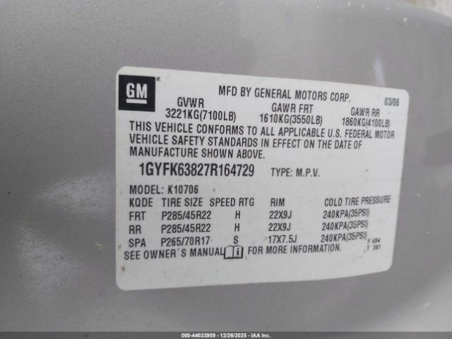 2007 CADILLAC ESCALADE 1GYFK63827R164729 Photo 8