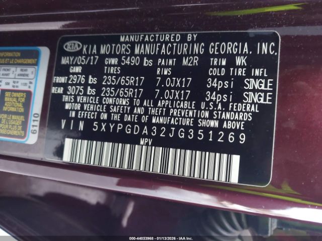 2018 KIA SORENTO 5XYPGDA32JG351269 Photo 8