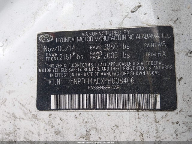 Hyundai ELANTRA SE 2015 5NPDH4AEXFH608406 Image 9