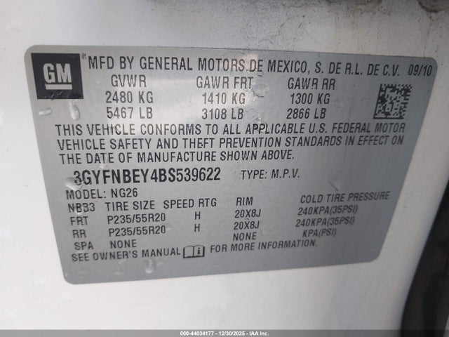 2011 CADILLAC SRX 3GYFNBEY4BS539622 Photo 8