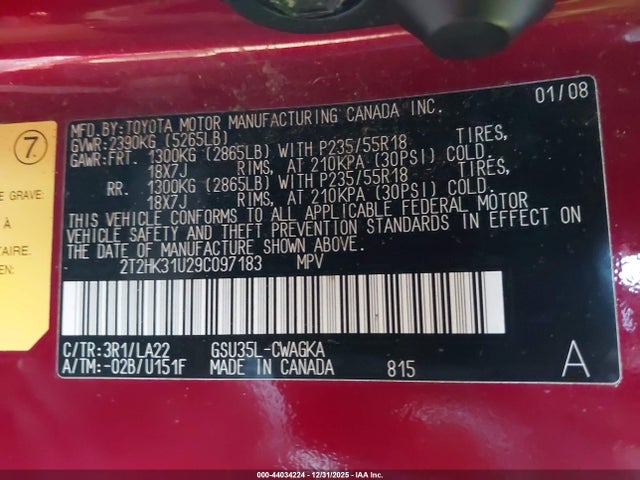 2009 LEXUS RX 350 2T2HK31U29C097183 Photo 8