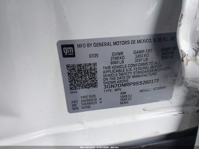 3GN7DNRP9SS260173 Chevrolet Equinox Ev Lt 2
