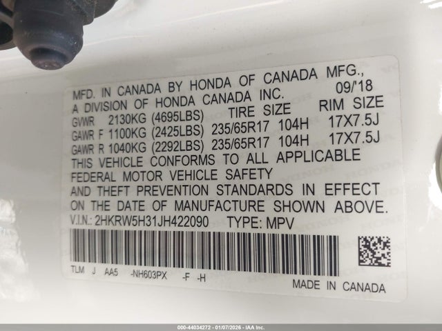 2HKRW5H31JH422090 Honda CR-V LX