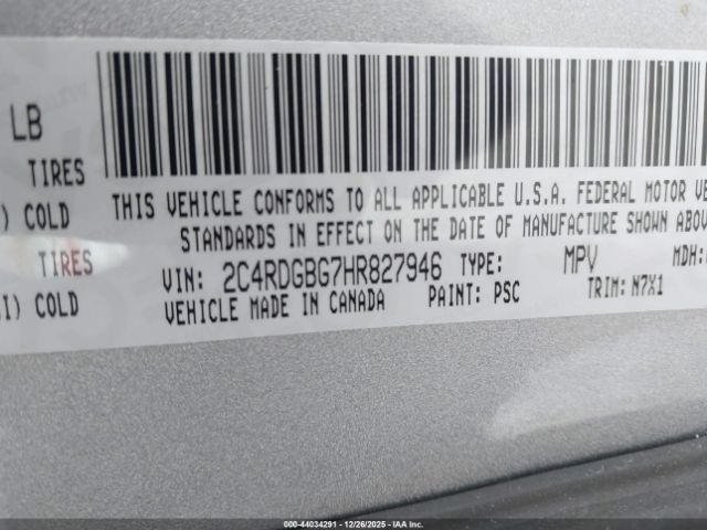 2017 DODGE GRAND CARAVAN 2C4RDGBG7HR827946 Photo 8