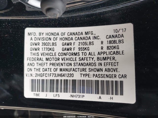 Honda Civic Ex-l 2018 2HGFC1F73JH641220 Image 9