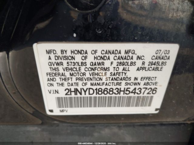 2003 ACURA MDX 2HNYD18683H543726 Photo 8