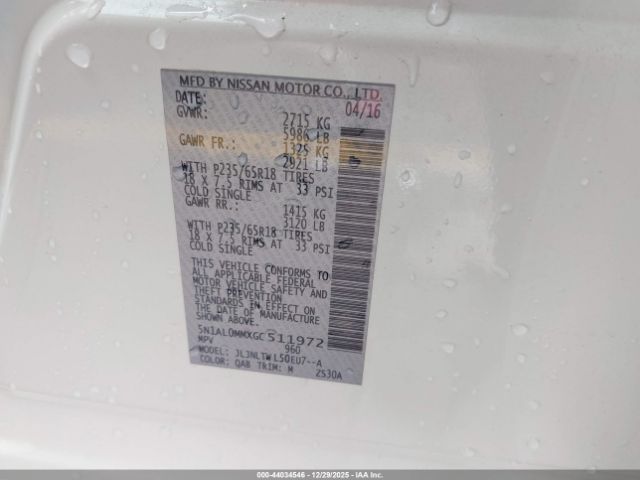 2016 INFINITI QX60 5N1AL0MMXGC511972 Photo 8