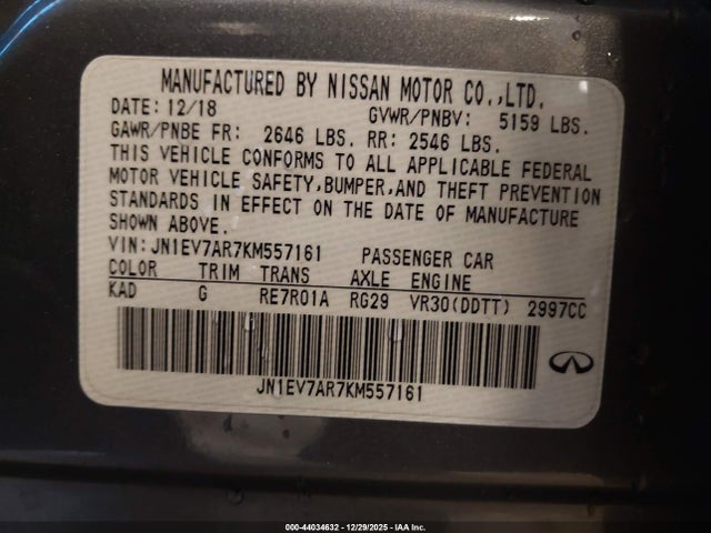 Продаж на аукціоні авто 2019 Infiniti Q50 3.0t Luxe, vin: JN1EV7AR7KM557161, номер лоту: 44034632