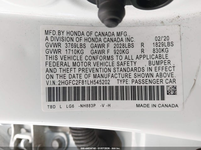 Honda Civic Sport 2020 2HGFC2F81LH545202 Image 9