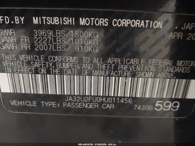 2017 MITSUBISHI LANCER JA32U2FU0HU011456 Photo 8