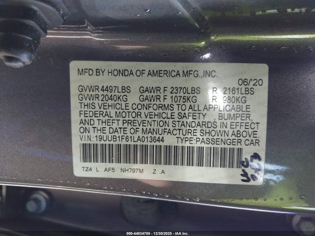 Aukcja sprzedaży 2020 Acura Tlx, vin: 19UUB1F61LA013644, numer aukcji: 44034785